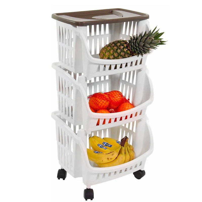 Tidy Carrello Portaoggetti Con Ruote e Vassoio In Plastica - Set 3 Pz