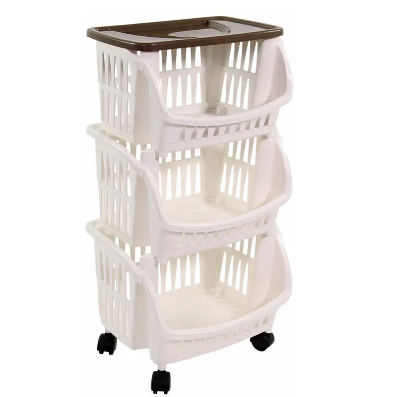 Tidy Carrello Portaoggetti Con Ruote e Vassoio In Plastica - Set 3 Pz