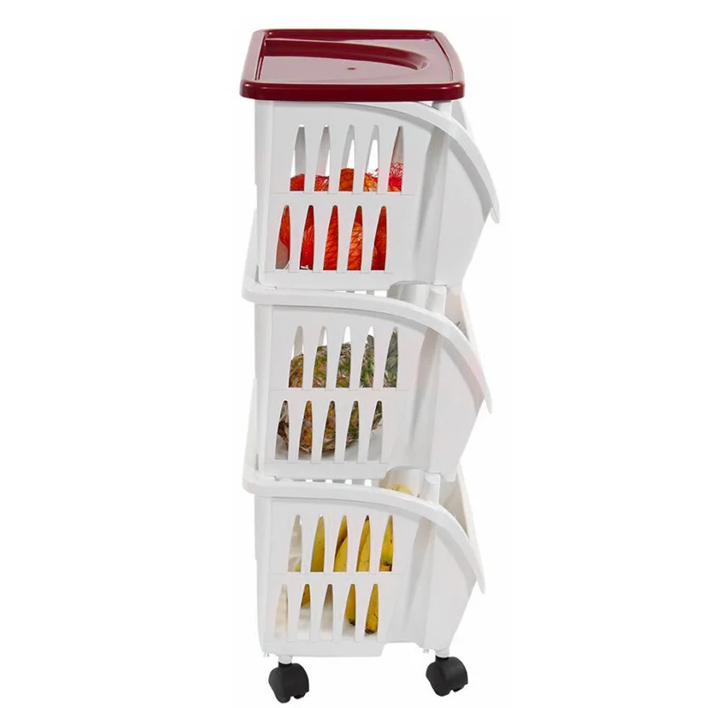 Tidy Carrello Portaoggetti Con Ruote e Vassoio In Plastica - Set 3 Pz