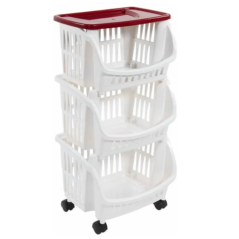 Tidy Carrello Portaoggetti Con Ruote e Vassoio In Plastica - Set 3 Pz