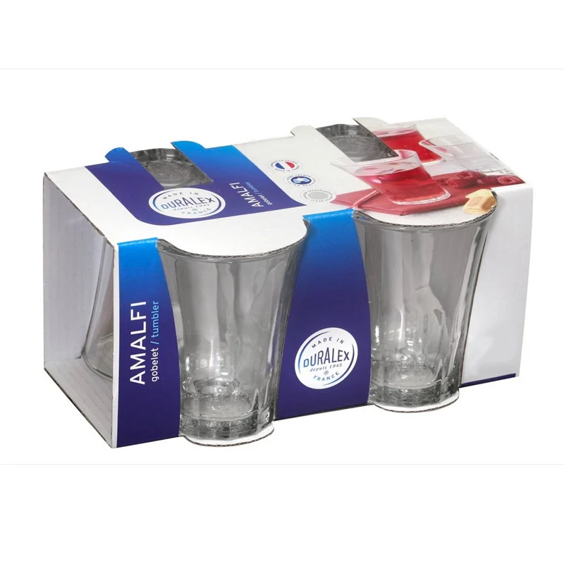 21 cl - Amalfi Bicchieri Acqua In Vetro Temperato - Set 4 Pz