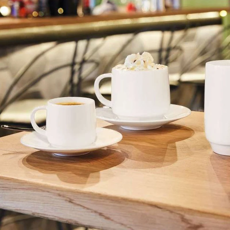 15.5 cm - Intensity Piattino Tazza Cappuccino In Vetro Opale