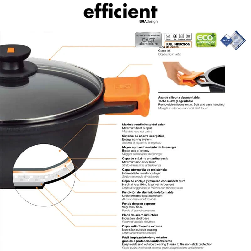 Efficient Wok In Alluminio Con Coperchio