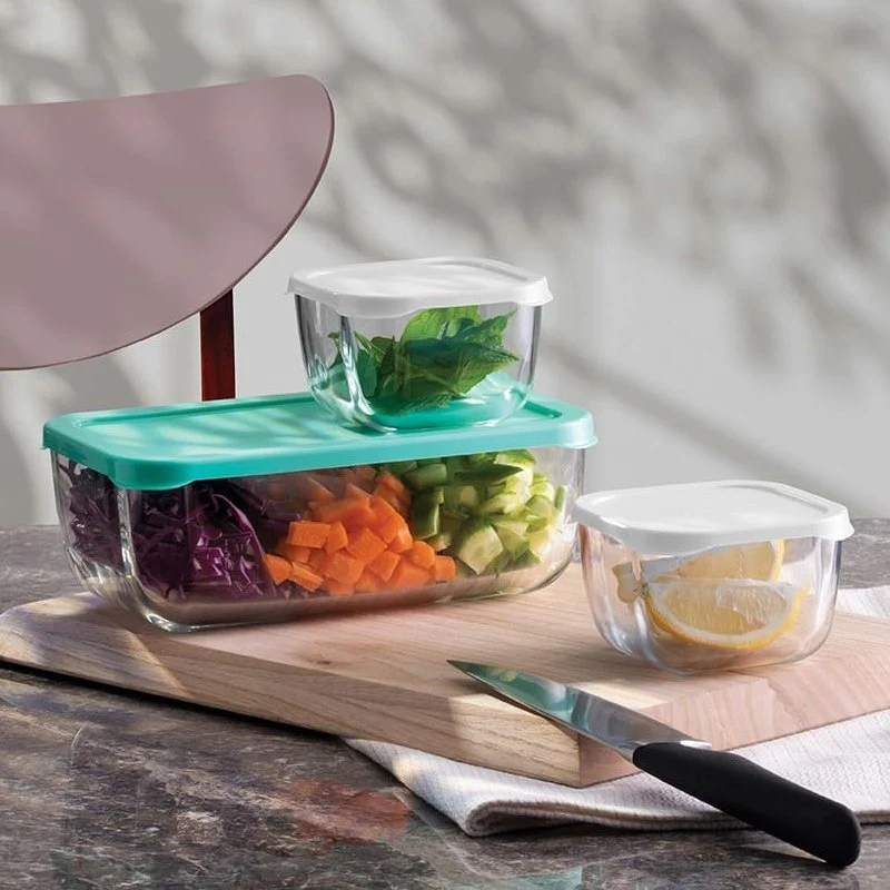 Combo Set Contenitori Per Alimenti Ermetici In Vetro - Set 5 Pz