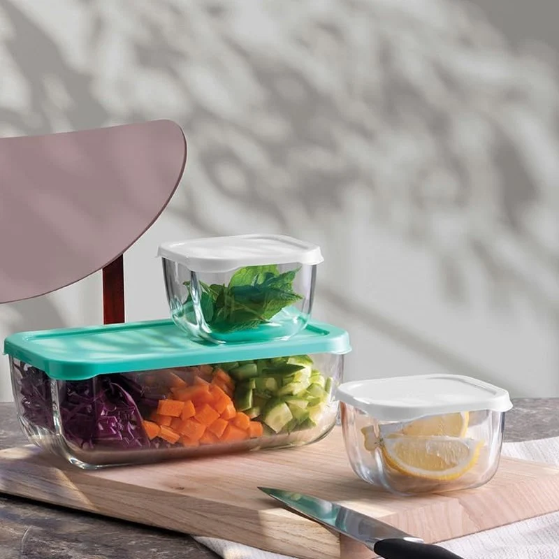 Combo Set Contenitori Per Alimenti Ermetici In Vetro - Set 3 Pz
