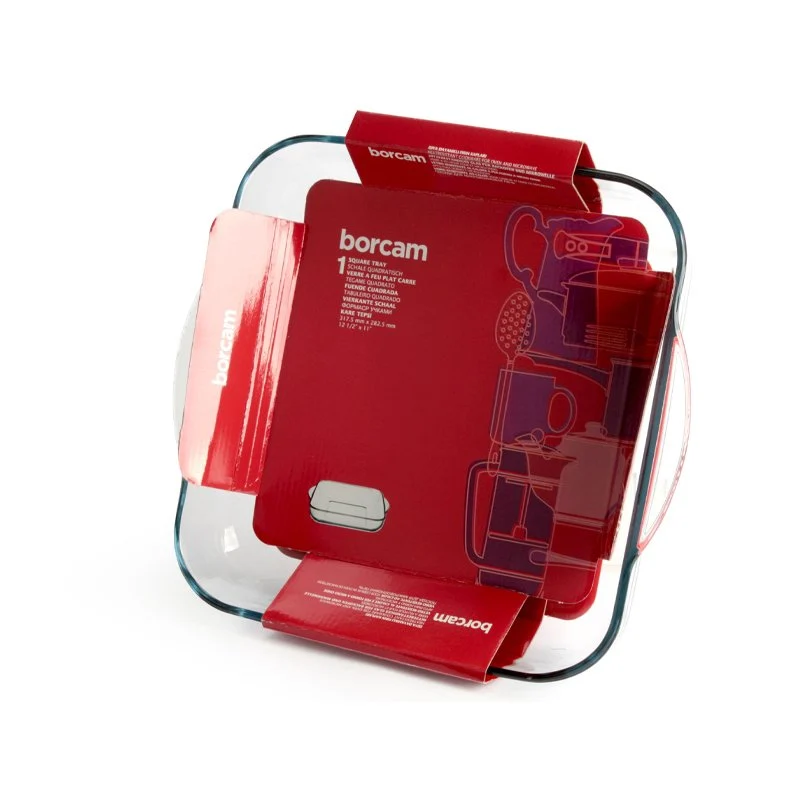 28x28 cm - Borcam Tegame Quadrato In Vetro Borosilicato