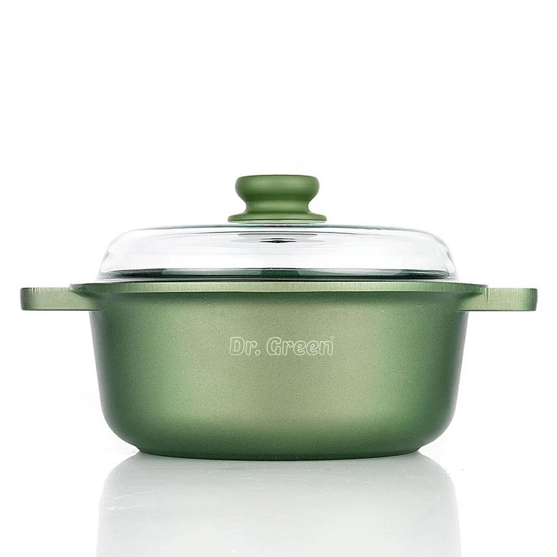Dr.Green Stone Casseruola Alta Antiaderente In Alluminio Con Coperchio In Vetro