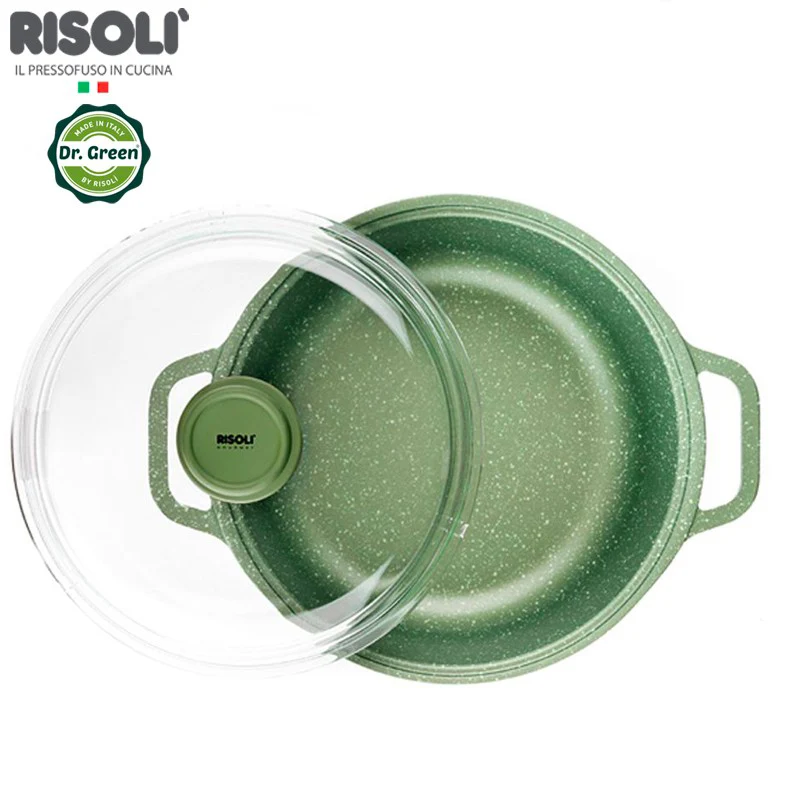 Dr.Green Stone Casseruola Alta Antiaderente In Alluminio Con Coperchio In Vetro