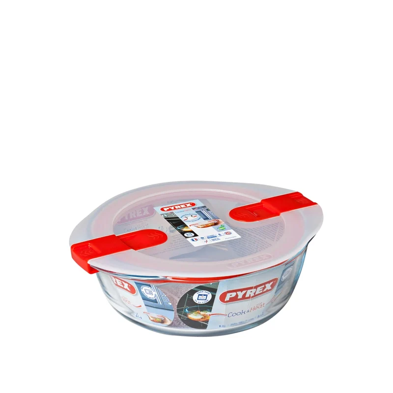 Cook & Heat Contenitore Per Alimenti Rotondo In Vetro Borosilicato Con Coperchio con valvola a vapore