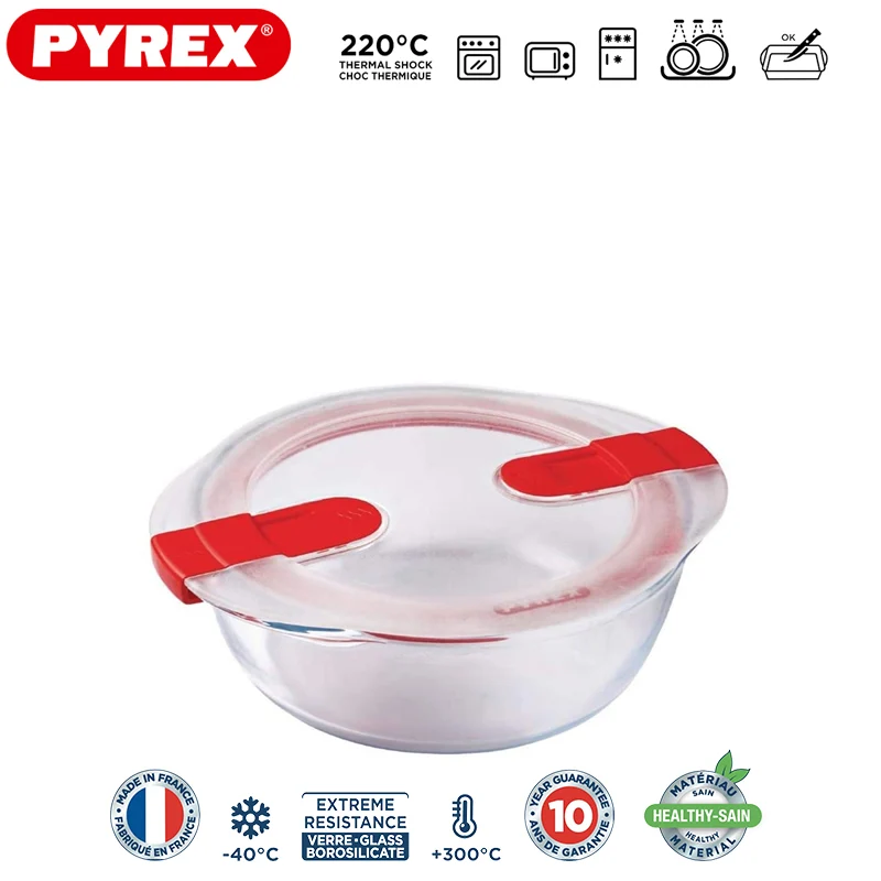 Cook & Heat Contenitore Per Alimenti Rotondo In Vetro Borosilicato Con Coperchio con valvola a vapore