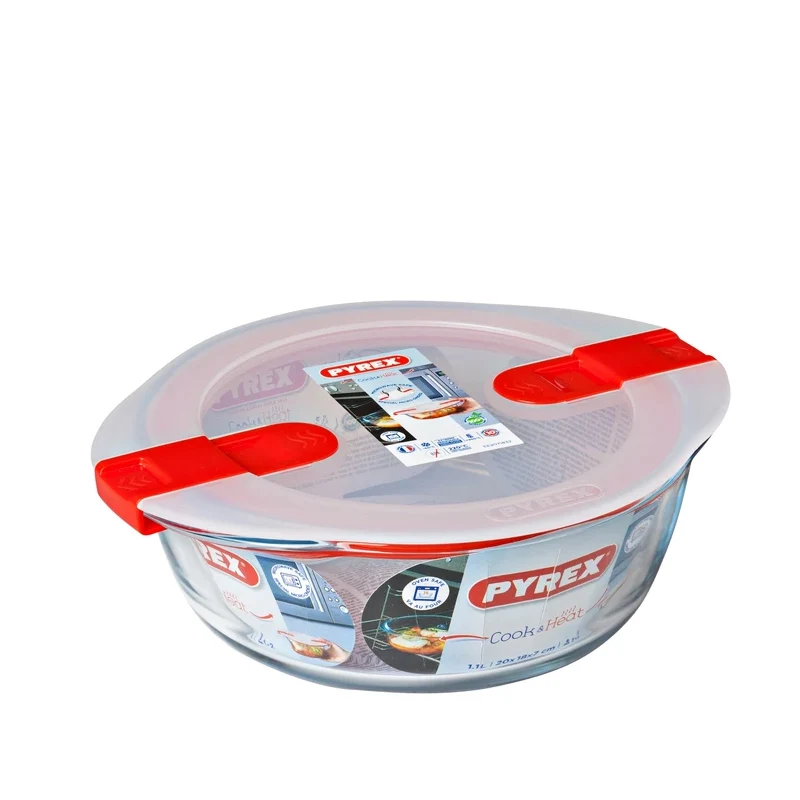 Cook & Heat Contenitore Per Alimenti Rotondo In Vetro Borosilicato Con Coperchio con valvola a vapore