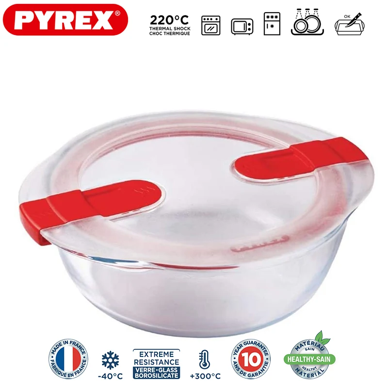 Cook & Heat Contenitore Per Alimenti Rotondo In Vetro Borosilicato Con Coperchio con valvola a vapore