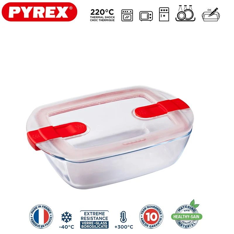 Cook & Heat Contenitore Per Alimenti Rettangolare In Vetro Borosilicato Con Coperchio con valvola a vapore