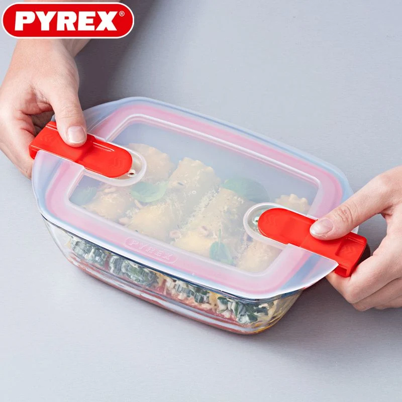 Cook & Heat Contenitore Per Alimenti Quadrato In Vetro Borosilicato Con Coperchio con valvola a vapore
