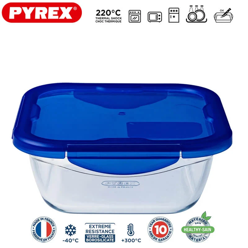 Cook & Go Contenitore Per Alimenti Ermetico Quadrato In Vetro Borosilicato