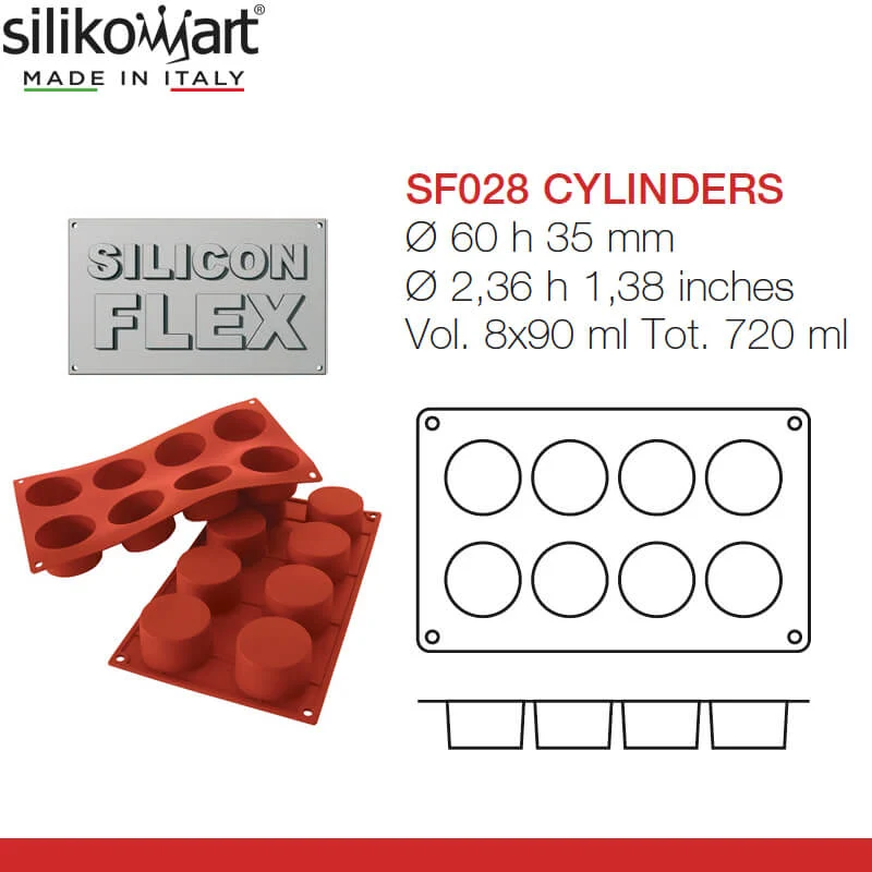 8 Forme Classic Stampo Cilindro In Silicone