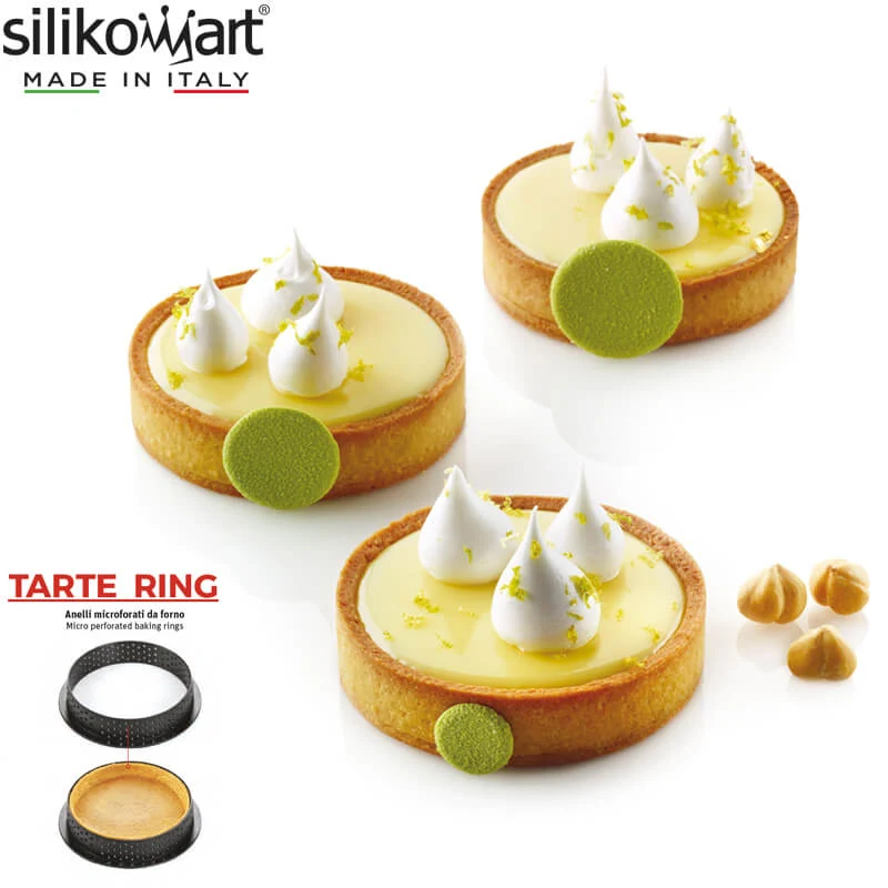 8 cm Tarte Ring Stampo Anello Microforato Antiaderente In Silicone - Set 6 Pz