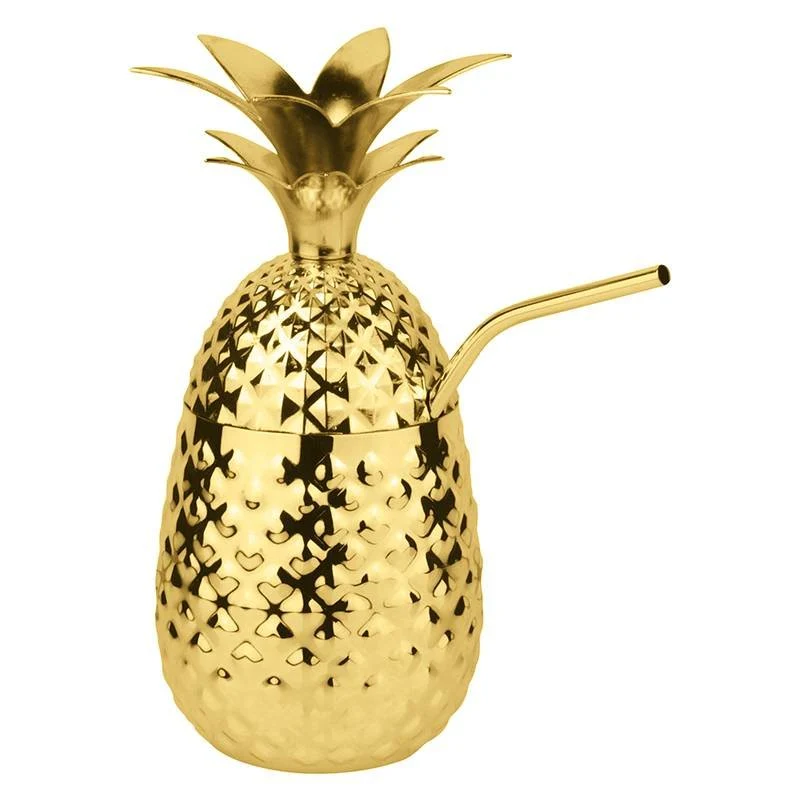 50 cl - Pineapple Bicchiere Cocktail Con Cannuccia In Acciaio Inox