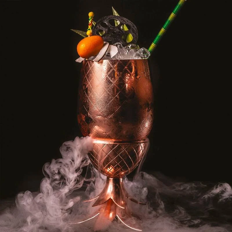 50 cl - Pineapple Bicchiere Cocktail Con Cannuccia In Acciaio Inox