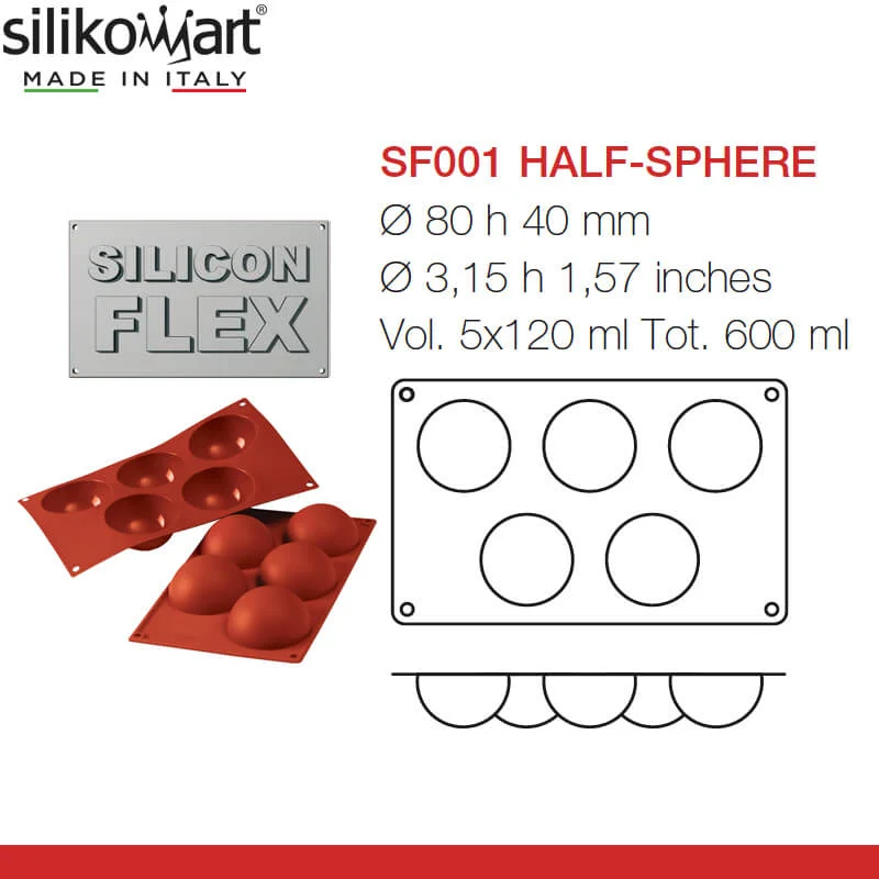 5 Forme Classic Stampo Semisfera In Silicone