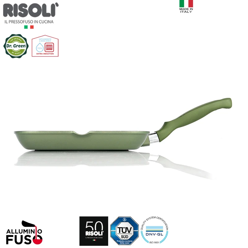 26x26 cm - Dr.Green Stone Extra Induction Bistecchiera Quadrata Antiaderente In Alluminio