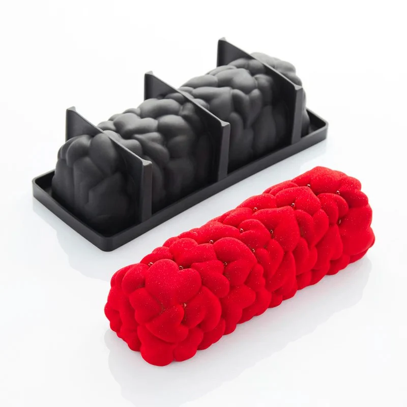 25x9.3 cm - Eros Stampo Torta Tronchetto A Cuori In Silicone