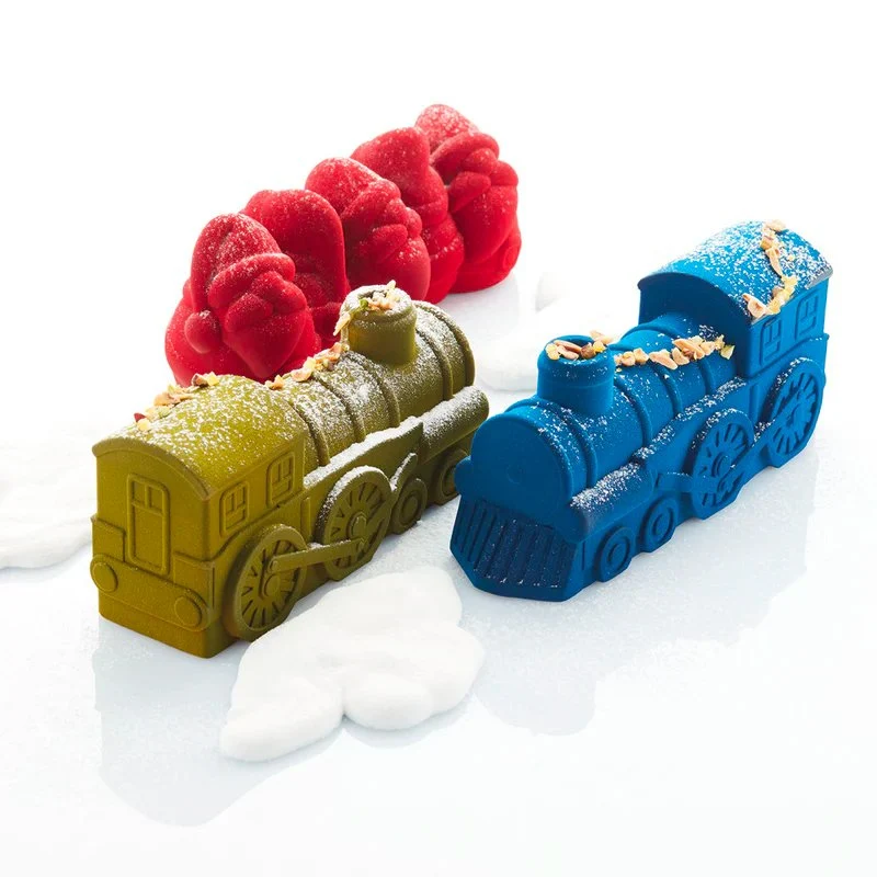25.4 x 8.8 cm - Express Log Stampo Torta Tronchetto Locomotiva In Silicone
