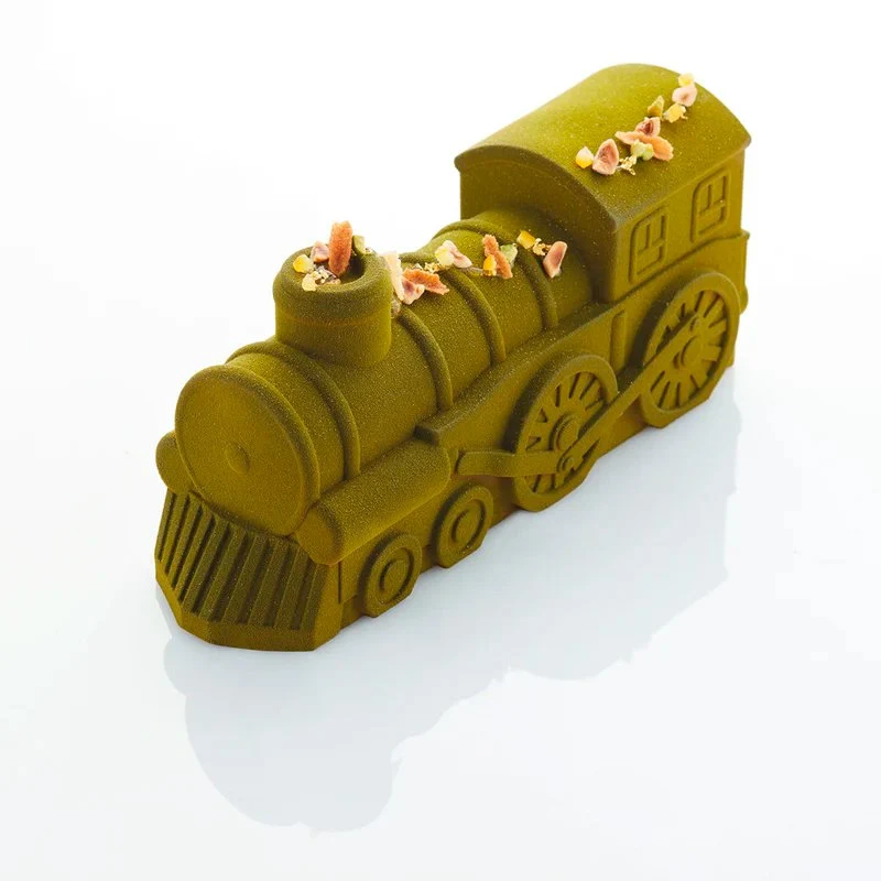 25.4 x 8.8 cm - Express Log Stampo Torta Tronchetto Locomotiva In Silicone