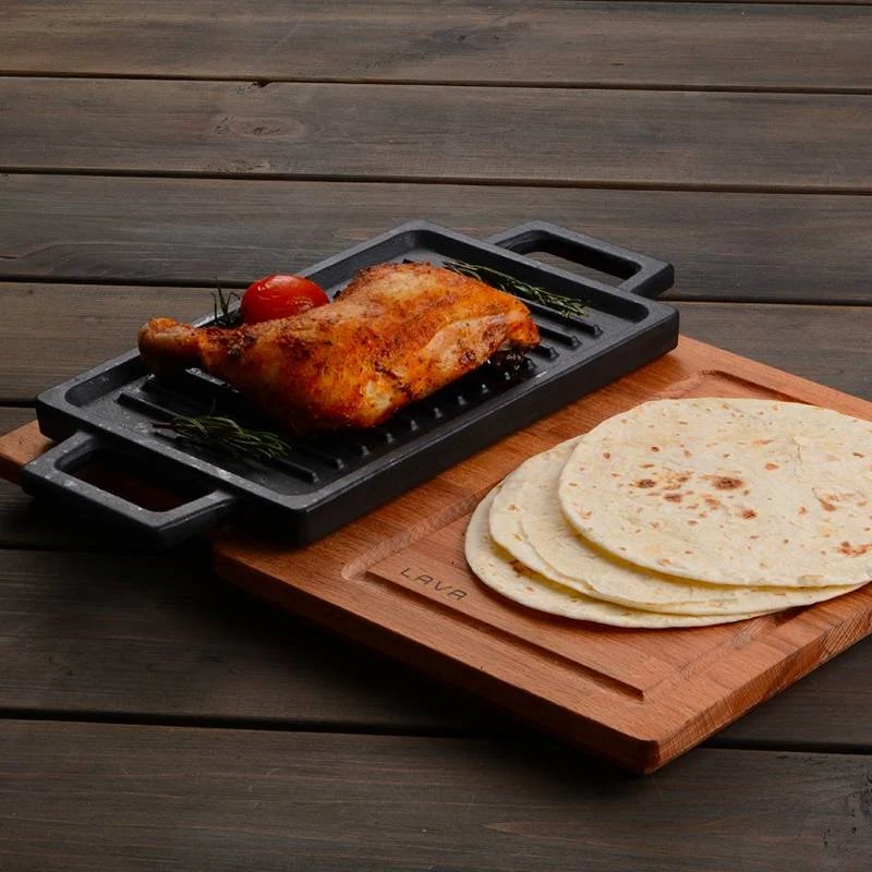 22x15 cm - Bistecchiera Grill Rettangolare In Ghisa Smaltata Reversibile