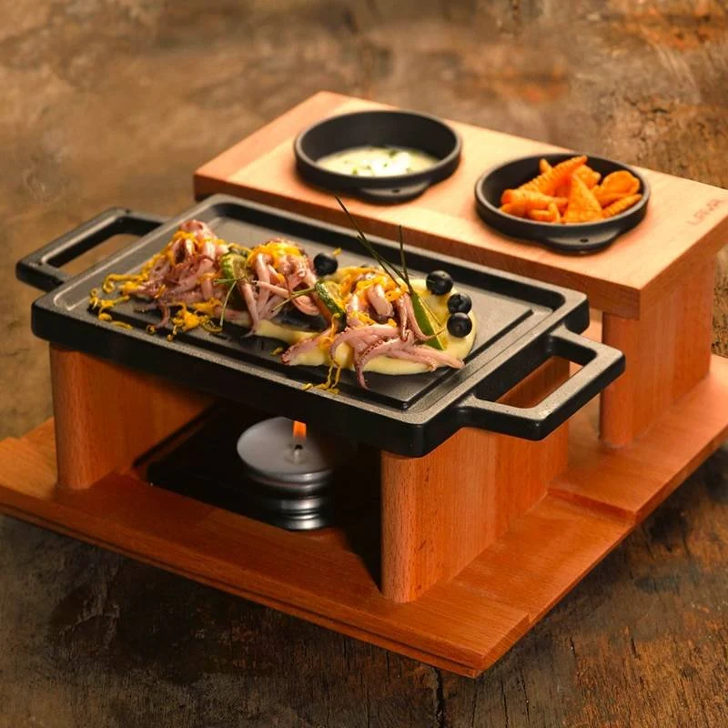 22x15 cm - Barbecue da Tavola Rettangolare In Ghisa Smaltata