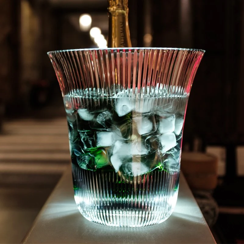 Ø 22.7 x H 24 cm - Plaza Secchiello Champagne Per 1 Bottiglia In Acrilico Con Base Led