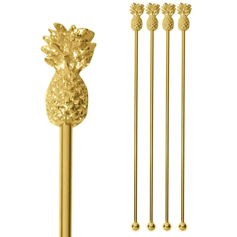 20 cm - Bar Happy Hour Bar Spoon Ananas In Acciaio Inox Set 4 Pz