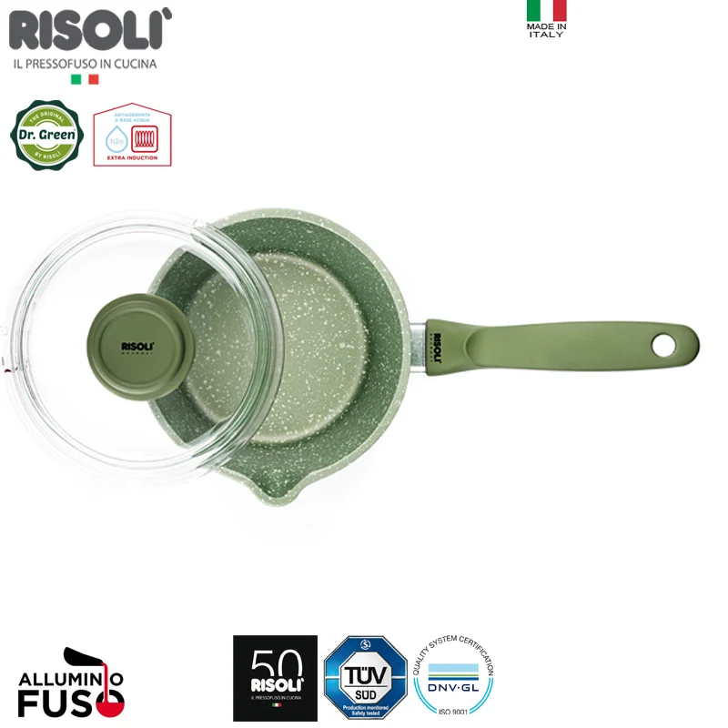16 cm - Dr.Green Stone Extra Induction Casseruola Con Manico Antiaderente In Alluminio Con Coperchio