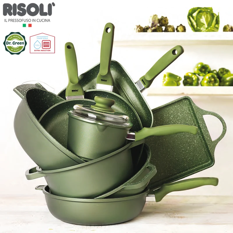 16 cm - Dr.Green Stone Extra Induction Casseruola Con Manico Antiaderente In Alluminio Con Coperchio