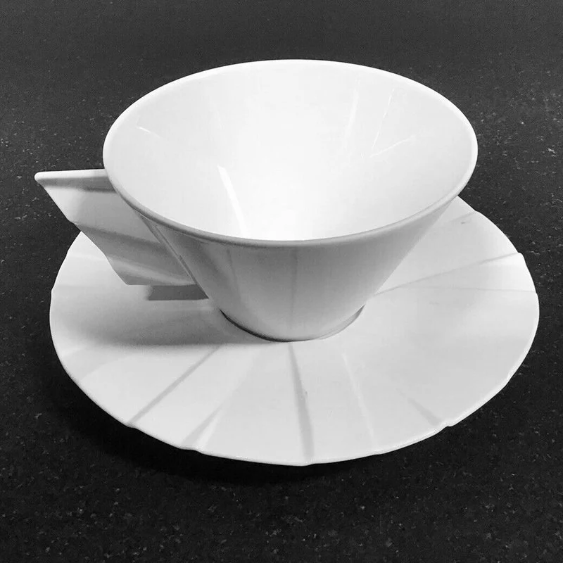16.4 cm - Matrix Glaze Piattino Tazza Thé In Porcellana - Set 12 Pz