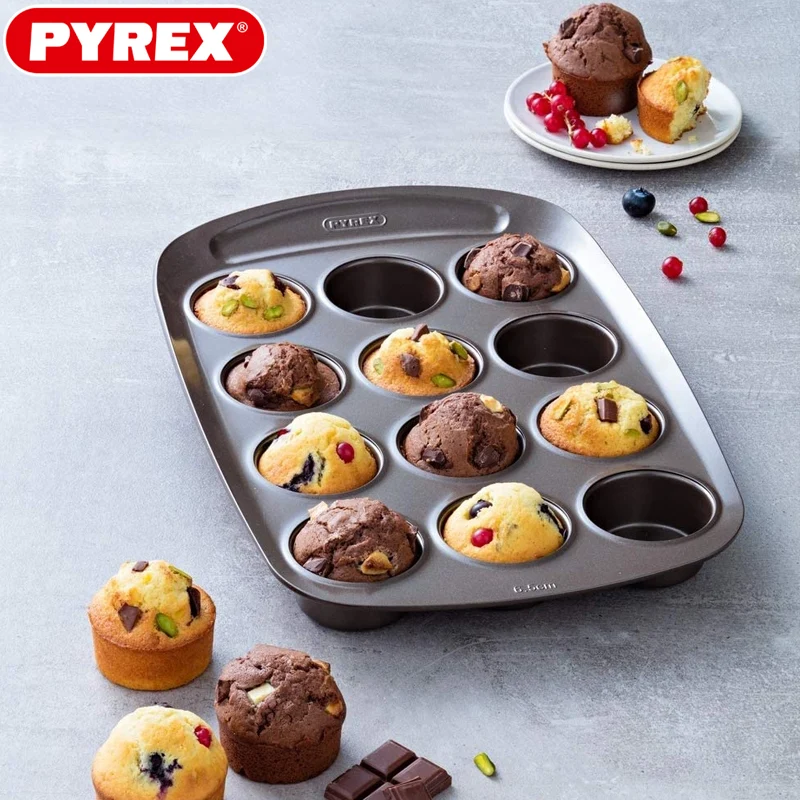 12 Forme Asimetria Stampo Muffin Antiaderente Con Presa Facile