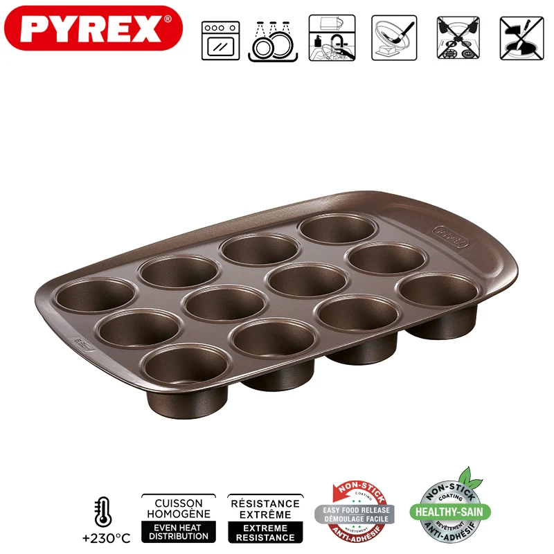 12 Forme Asimetria Stampo Muffin Antiaderente Con Presa Facile
