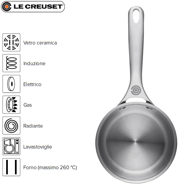 Casseruola Con Manico In Acciaio Inox Con Coperchio