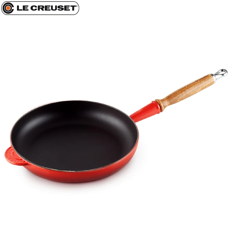 24 cm - Tradition Padella In Ghisa Smaltata con Manico In Legno
