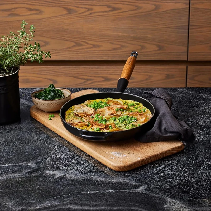24 cm - Tradition Padella In Ghisa Smaltata con Manico In Legno