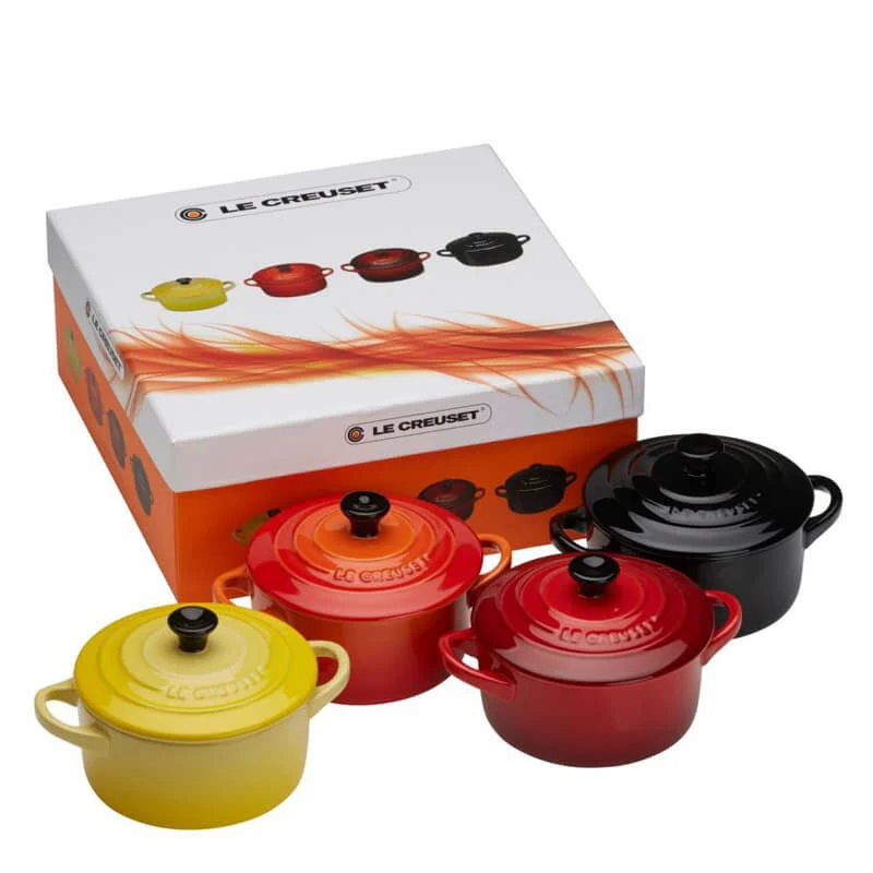 10 cm - Mini Cocotte Casseruola Rotonda In Gres Vetrificato - Set 4 Pz