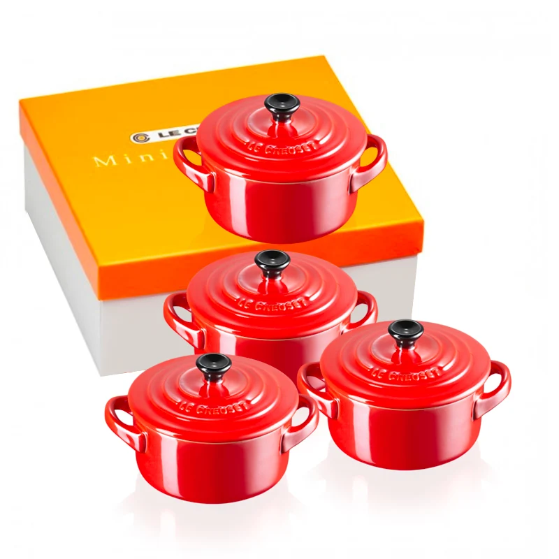 10 cm - Mini Cocotte Casseruola Rotonda In Gres Vetrificato - Set 4 Pz