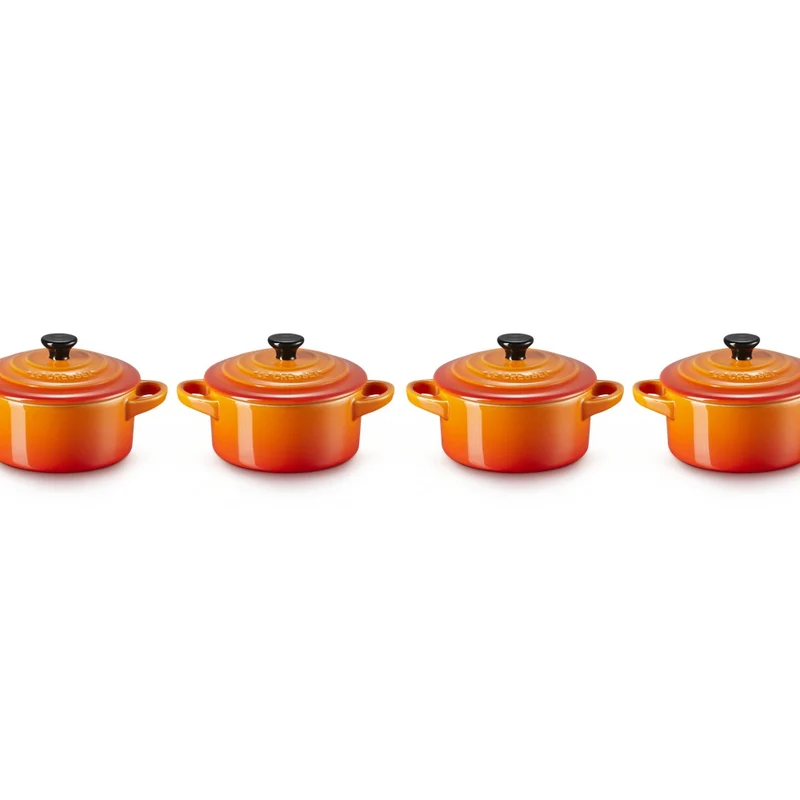 10 cm - Mini Cocotte Casseruola Rotonda In Gres Vetrificato - Set 4 Pz