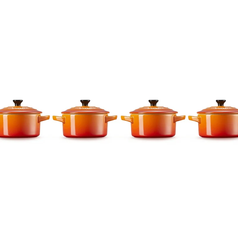 10 cm - Mini Cocotte Casseruola Rotonda In Gres Vetrificato - Set 4 Pz