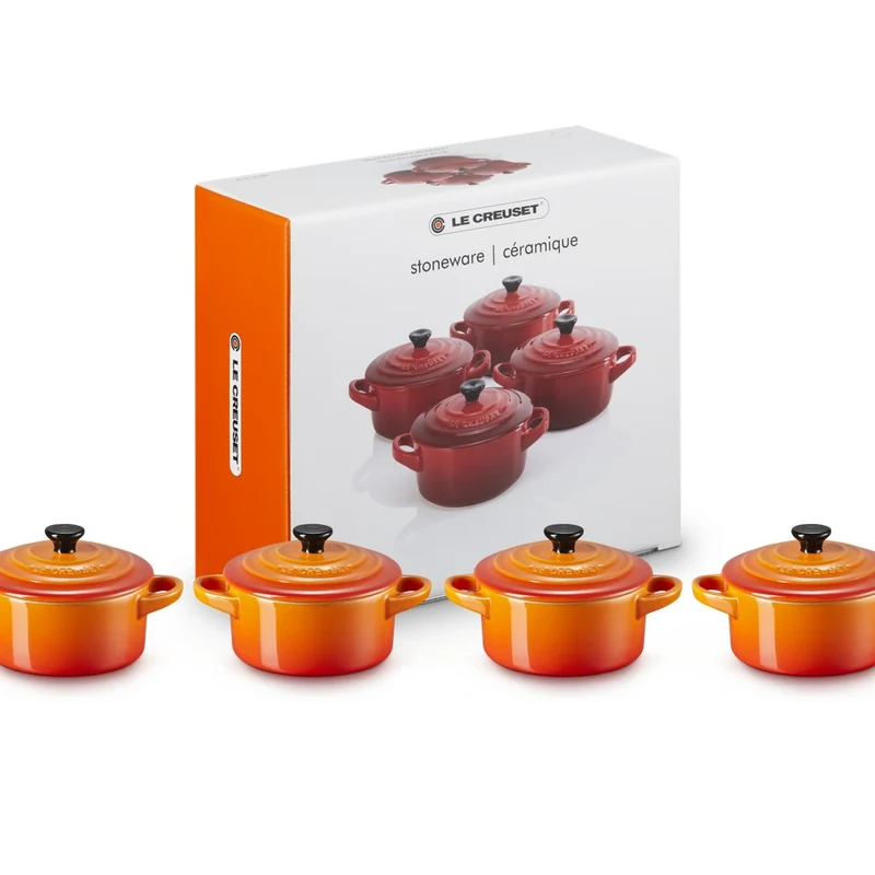 10 cm - Mini Cocotte Casseruola Rotonda In Gres Vetrificato - Set 4 Pz