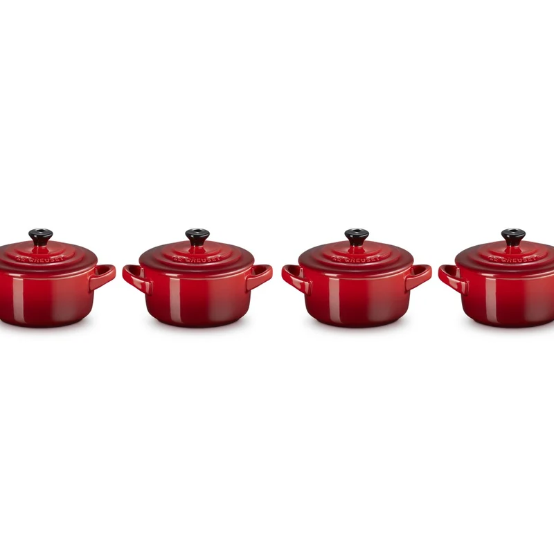10 cm - Mini Cocotte Casseruola Rotonda In Gres Vetrificato - Set 4 Pz