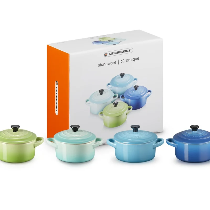 10 cm - Mini Cocotte Casseruola Rotonda In Gres Vetrificato - Set 4 Pz