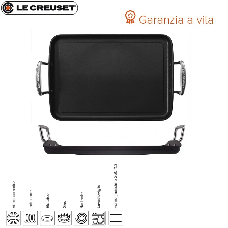 35x25 cm - Les Forgées Bistecchiera Rettangolare In Alluminio Antiaderente