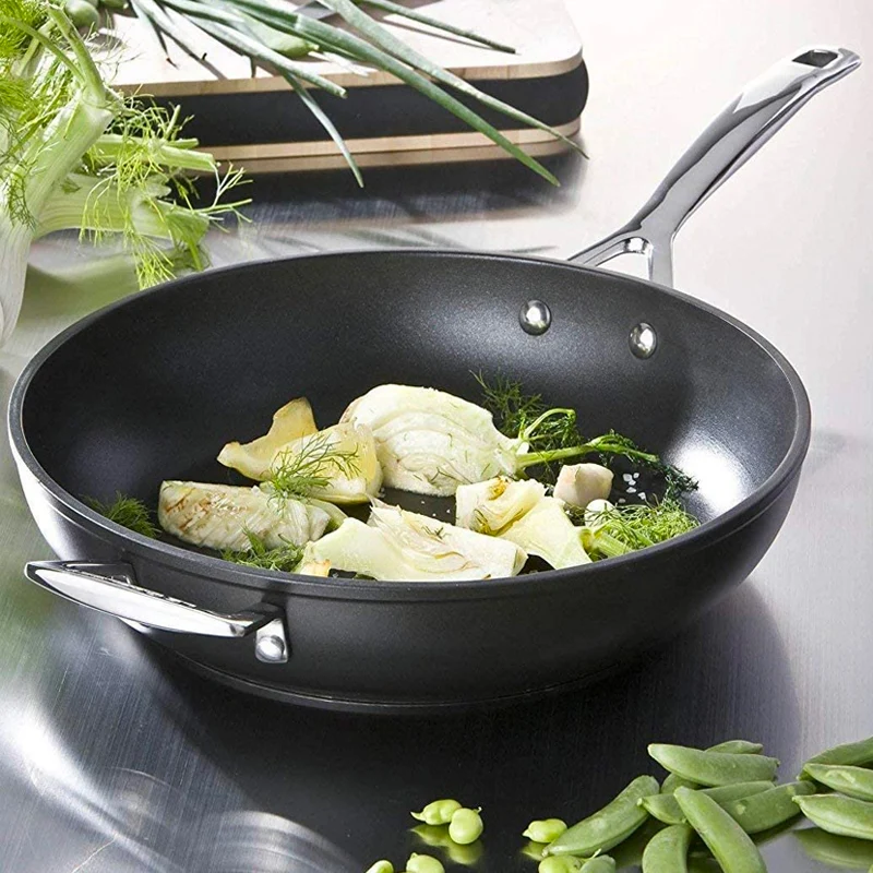 26 cm - Padella Alta In Alluminio Antiaderente Con Manico e Maniglia