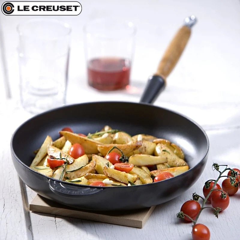 28 cm - Evolution Padella Alta In Ghisa Con Manico In Legno